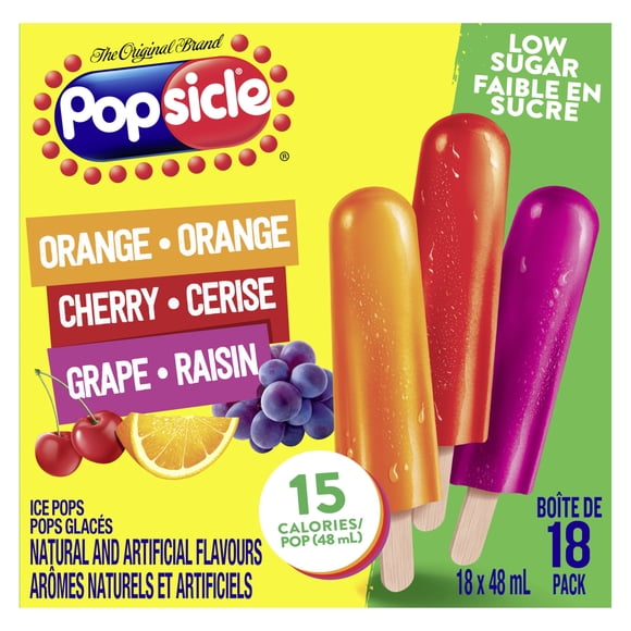 Popsicle Orange, Cherry & Grape Low Sugar Ice pops, 18 x 48 mL