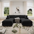 thumbnail image 4 of bokifol 100.5"Modular Sectional Sofa with Movable Ottomans,U Shaped Cloud Couch for Living Room,Black, 4 of 18