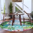thumbnail image 4 of Round Area Rug 5ft,Summer Turtle Leaf Blue Sea Washable Carpet Non-Slip Runner Accent Rugs Indoor Floor Mat for Bedroom Living Room Decor,Ocean Starfish Shell, 4 of 9