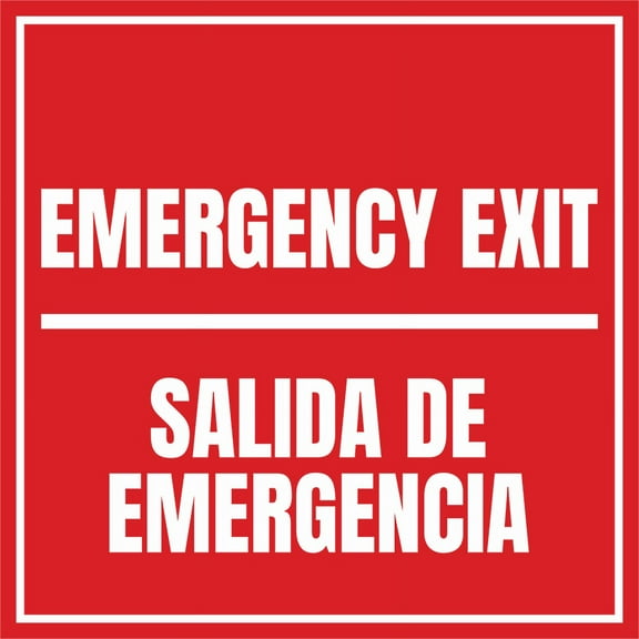 Signs ByLITA Square Emergency Exit Door or Wall Sign | Spanish Bilingual Business and Office Signs (Navy Blue / White) - Large