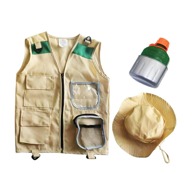 Kits de explorador para niños, conjunto de chaleco y sombrero de carga para niños, disfraces de juego de simulación, kits de aventuras al aire libre