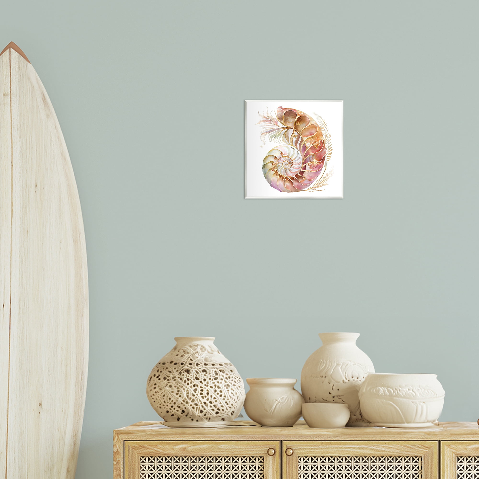 Stupell Industries Curled Nautilus Pattern Nautical & Beach Painting Unframed Art Print Wall Art, 12 x 12