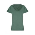 thumbnail image 5 of DYMADE Women Chevron V-Neck Patchwork Summer Short Sleeve Tunic T-Shirt, 5 of 6