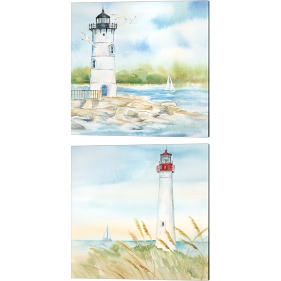 Great Art Now East Coast Lighthouse by Cynthia Coulter 2 Piece Canvas Art Set Each 14W x 14H
