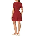 thumbnail image 3 of INSPIRE CHIC Women's Puff Sleeve Dresses Peter Pan Collar Chiffon Mini Dress M Wine Red, 3 of 7