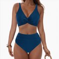 thumbnail image 2 of KPOPLK Bathing Suits for Women High Waisted Bikini Sets Two Piece Swimsuits Solid Bikini Swimwear(L,Blue), 2 of 9