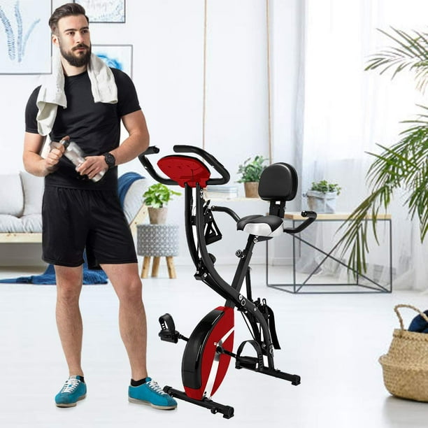 Upright Exercise Bike with Adjustable Arm Resistance Bands, Recumbent