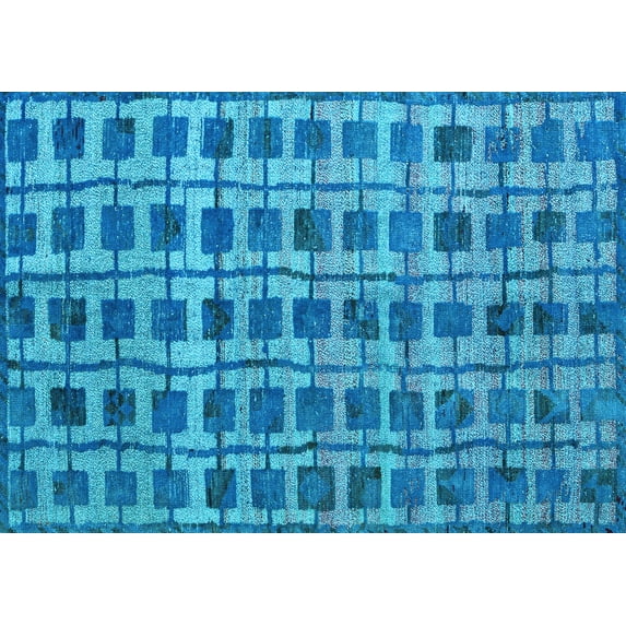 Ahgly Company Indoor Rectangle Abstract Light Blue Modern Area Rugs, 5' x 7'