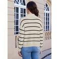 thumbnail image 2 of Scacto Women's Striped Pullover Sweater Casual Loose Color Block Long Sleeve V Neck Knitted Jumper Tops, 2 of 5