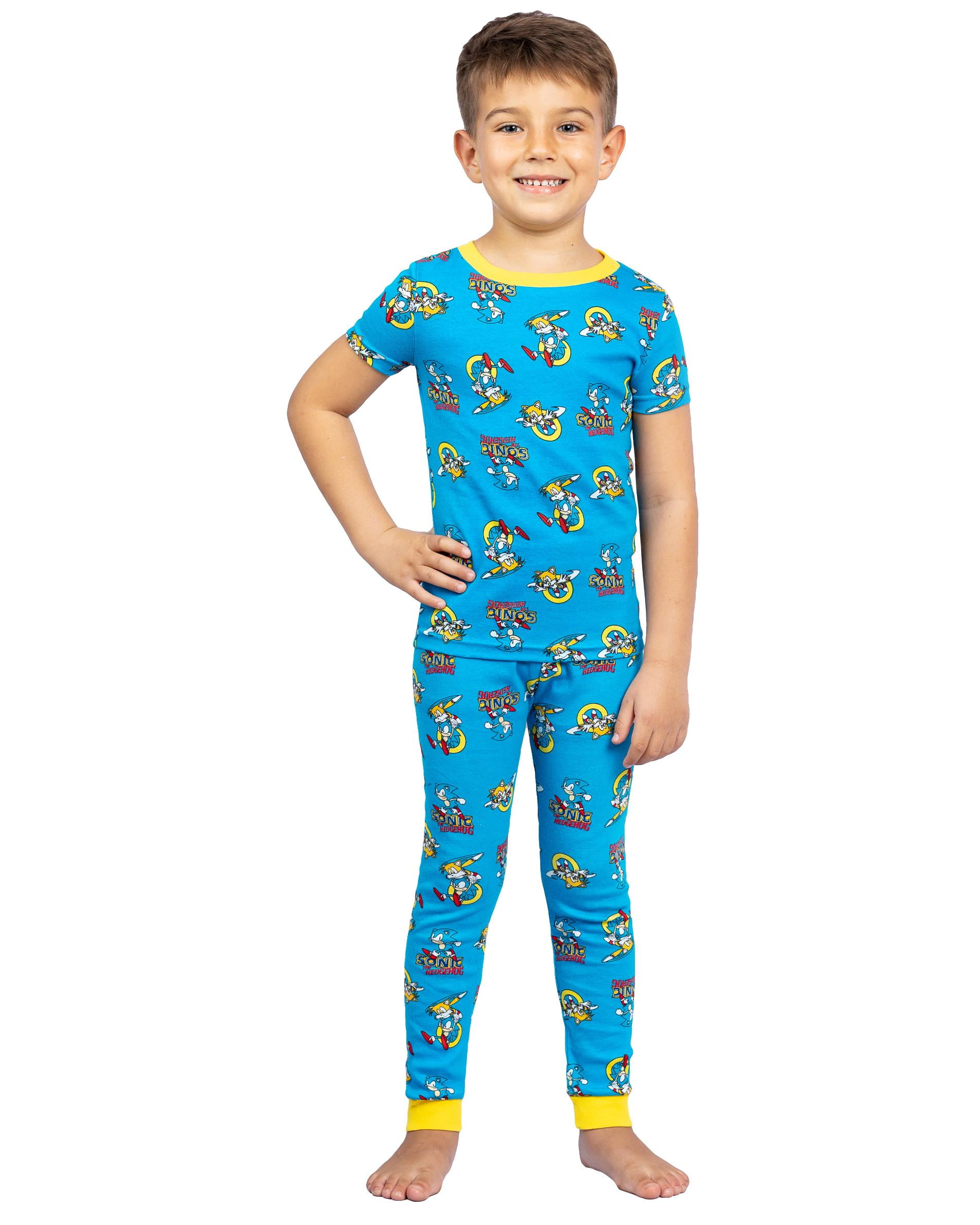 Sonic the Hedgehog Boys Pajama 4 Piece Sega Kids Sleepwear Set