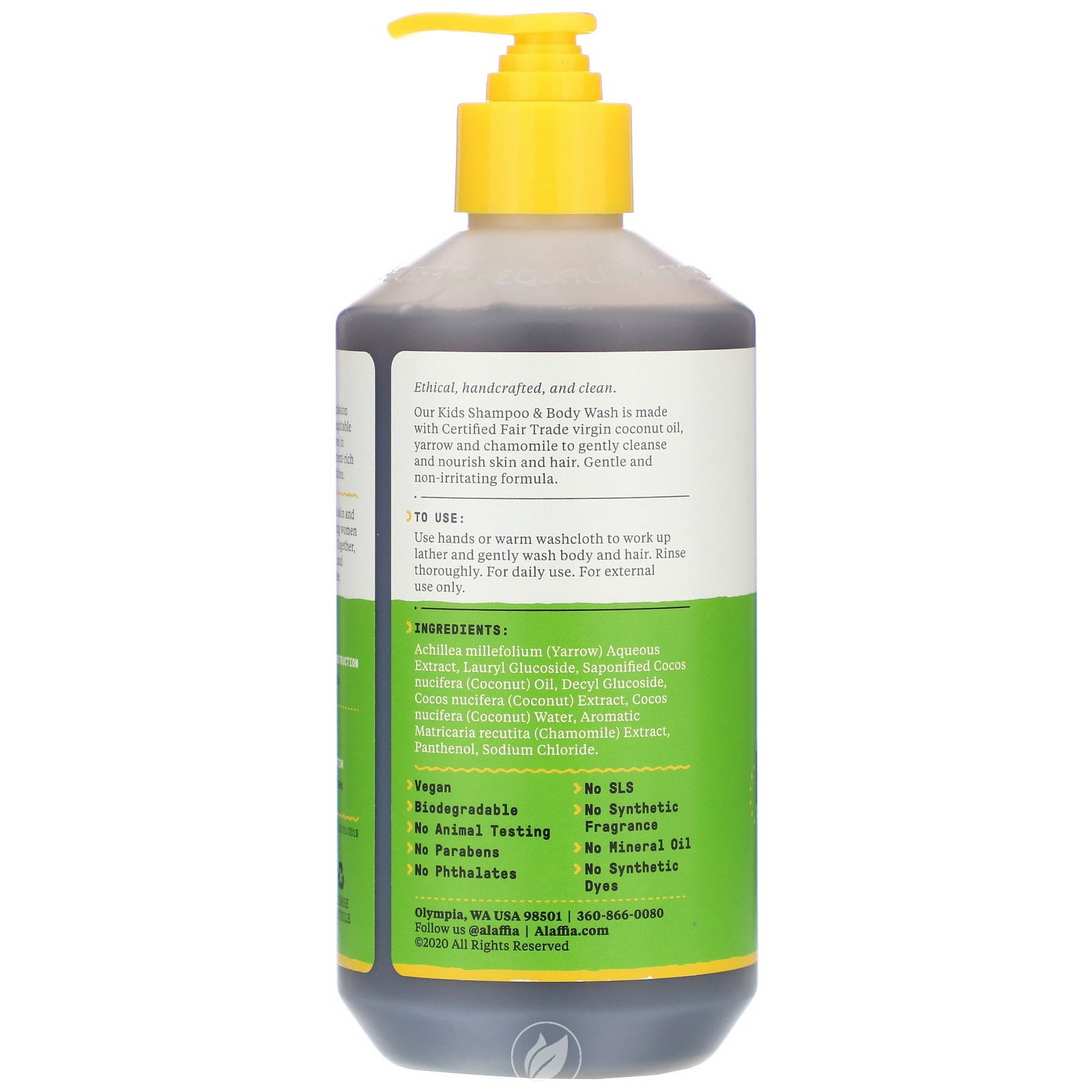 Alaffia, Kids Shampoo & Body Wash, Coconut Chamomile, 16 fl oz (476 ml), Pack of 2