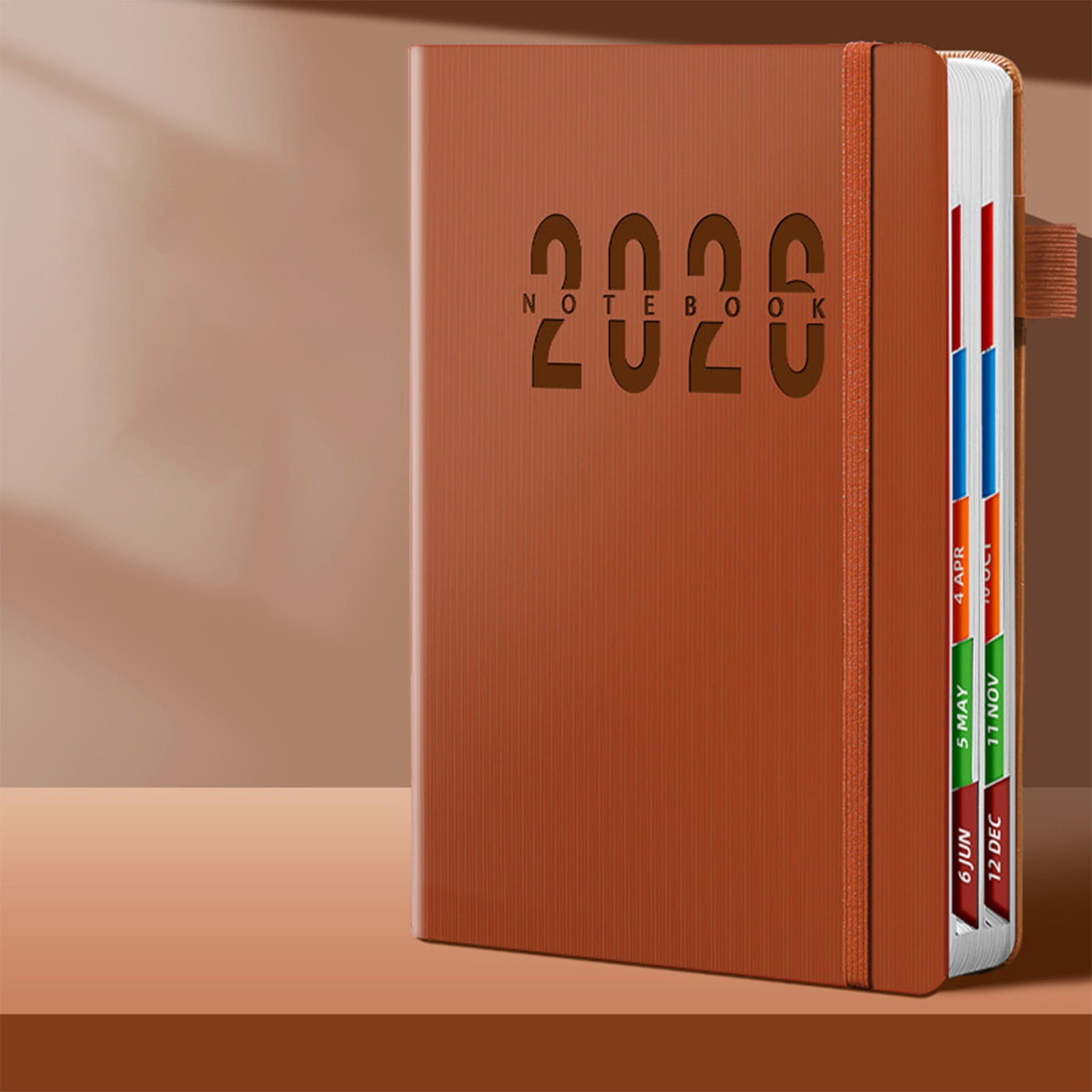2026 Planner Notebook- Academic Weekly & Monthly Planner 2026 with Monthly Tabs, Jan.2026 - Dec.2026, Diary Book with Hard Cover, Perfect for Home Planing & Office Schedule, 1Pc(Brown,8.2x5.8")