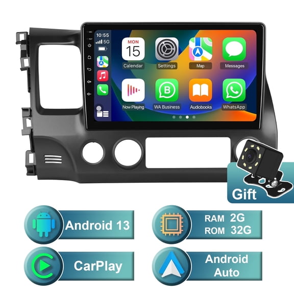Android 13 Car radio for Honda Civic 2006-2011 Multimedia Stereo Wireless Autoradio Carplay Navigation GPS WIFI Mirror link Camera FM BT 2 32GB