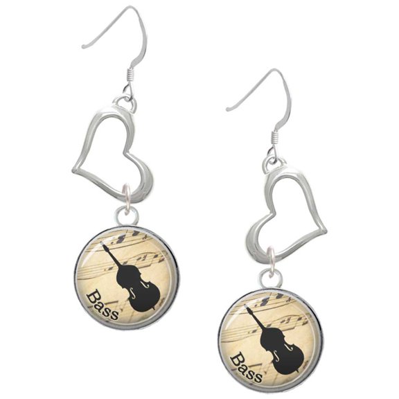 Delight Jewelry Silvertone Domed Music - Bass Open Heart French Earrings
