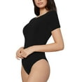 thumbnail image 2 of Easygdp Black Women's One-Piece Swimsuit Slim Fit Crew Neck Bodysuit Athletic Swimwear with Concealed Buckle - Small, 2 of 9