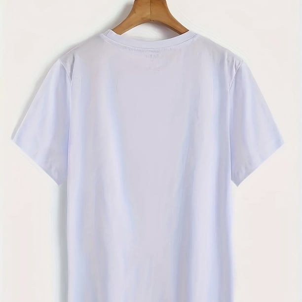 Camiseta Con Cuello Redondo Y Estampado De Oso, Camiseta Informal De Manga Corta Para Primavera Y Verano, Ropa De Mujer