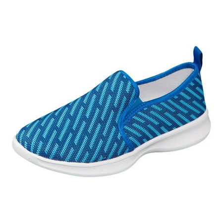 

MIASHUI Walking Shoes Pattern Minimalist Printed Mesh Fabric Flat Bottomed Casual Shoes Womens Sneakers Blue 6.5