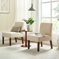 thumbnail image 2 of Zechuan 3 Pics Dining Table Set with Round Table and 2 Upholstered Chairs for Small Spaces, Beige, 2 of 10