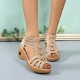 thumbnail image 2 of 2022 Women's Comfy Orthotic Sandals, Peep Toe Cutout Side Zipper Chunky Heeled Sandals, Casual Platform Wedge Sandals, Solid Hollow Mid Heel Casual Vacation Open Toe Summer Beach Sandals, 2 of 7