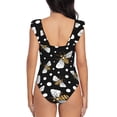 thumbnail image 5 of Bingfone Honey Bees at Night Print Women Ruffle One Piece Swimsuit Flounce Sleeve Swimwear V Neck Bathing Suit for Teen Girls - Medium, 5 of 8