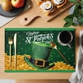 thumbnail image 2 of St. Patrick's Day Placemats Set of 4, Funny Green Hats Leaves Coin Art Placemats for Dining Table, Place Mats for Kitchen Tabletop, Waterproof Wipeable Dining Table Mats Set, 2 of 9