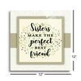 thumbnail image 3 of Sisters Best Friend Bisque Floral 12 x 12 Glass Wall Hanging Sign, 3 of 4