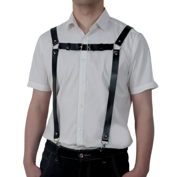 Huhudde Men Wide Suspenders Men's Shirt Modern Holders Elastic Leg Suspenders Straps for Suits and Jeans
