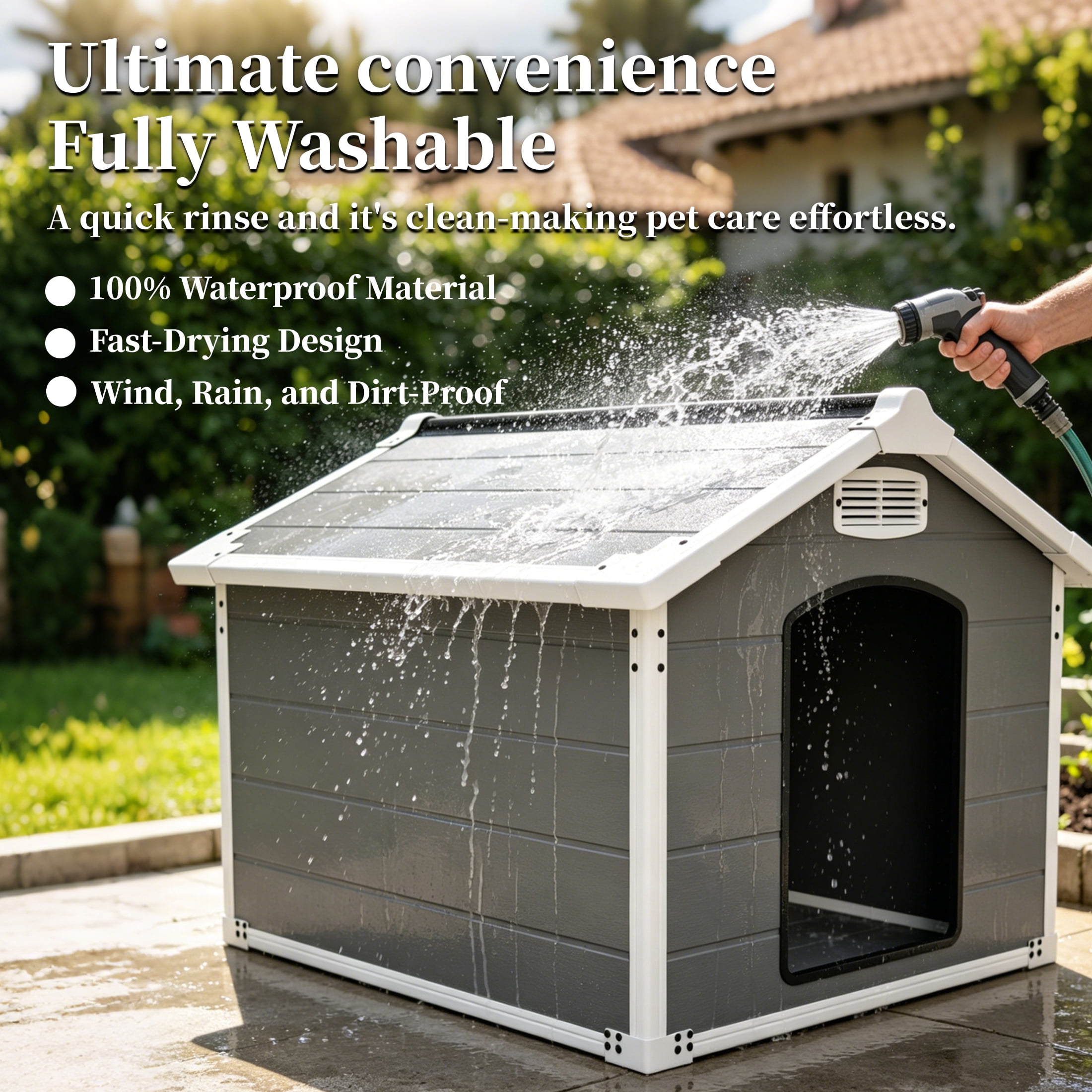 50.5" Large Dog House for Large Breeds, Outdoor Indoor Heavy Duty Pet House, Waterproof UV Protected, Scratch Resistant Double-Wall PP Board, Front & Rear Vents – Easy Clean & Washable