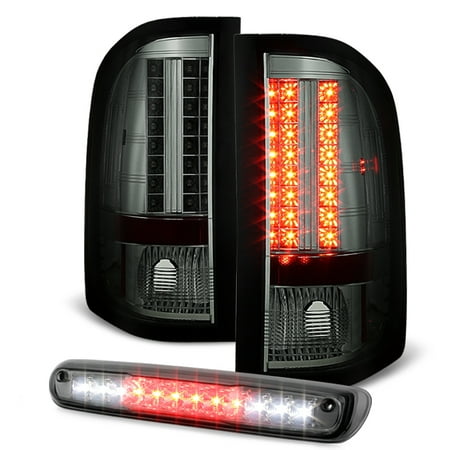 Third Brake Light Top - Fits 2007-13 Chevy Silverado 1500 2500 Smoked LED Tail Lights + 3rd Brake Light