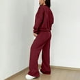 thumbnail image 4 of Womens 2 Piece Tracksuit Fall Fashion Long Sleeve Zip Up Crop Sweatshirt Long Pants Outfits Jogger Sweatsuit Sets Wine 2XL, 4 of 5