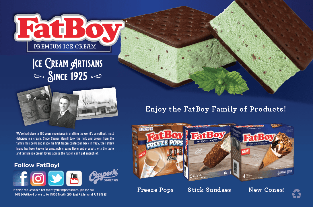 Fatboy Ice Cream Sandwiches, Mint Chocolate Chip, Kosher, 5 fl oz, 6 Count