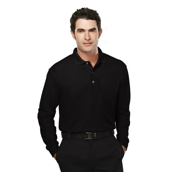 Tri-Mountain Spartan 609 Pocketed Golf Shirt, 4X-Large Tall, Black