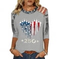 thumbnail image 2 of KDDYLITQ 250th Anniversary Tshirt for Women Independence Usa Flag 3/4 Sleeve T-Shirts Liberty 250th Birthday Vintage Tops Red White and Blue Floral Crew Neck Blouses Gray M, 2 of 5