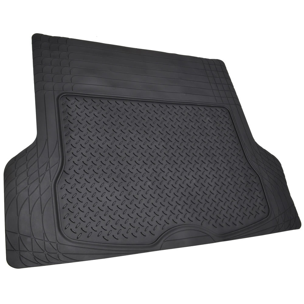 Motor Trend MT-688 DualFlex Two-Tone Rubber Car Floor Mats, Universal Front & Rear Combo Set with Trunk Cargo Mat Liner for Car Sedan SUV Van, Heavy Duty All Weather Trim To Fit
