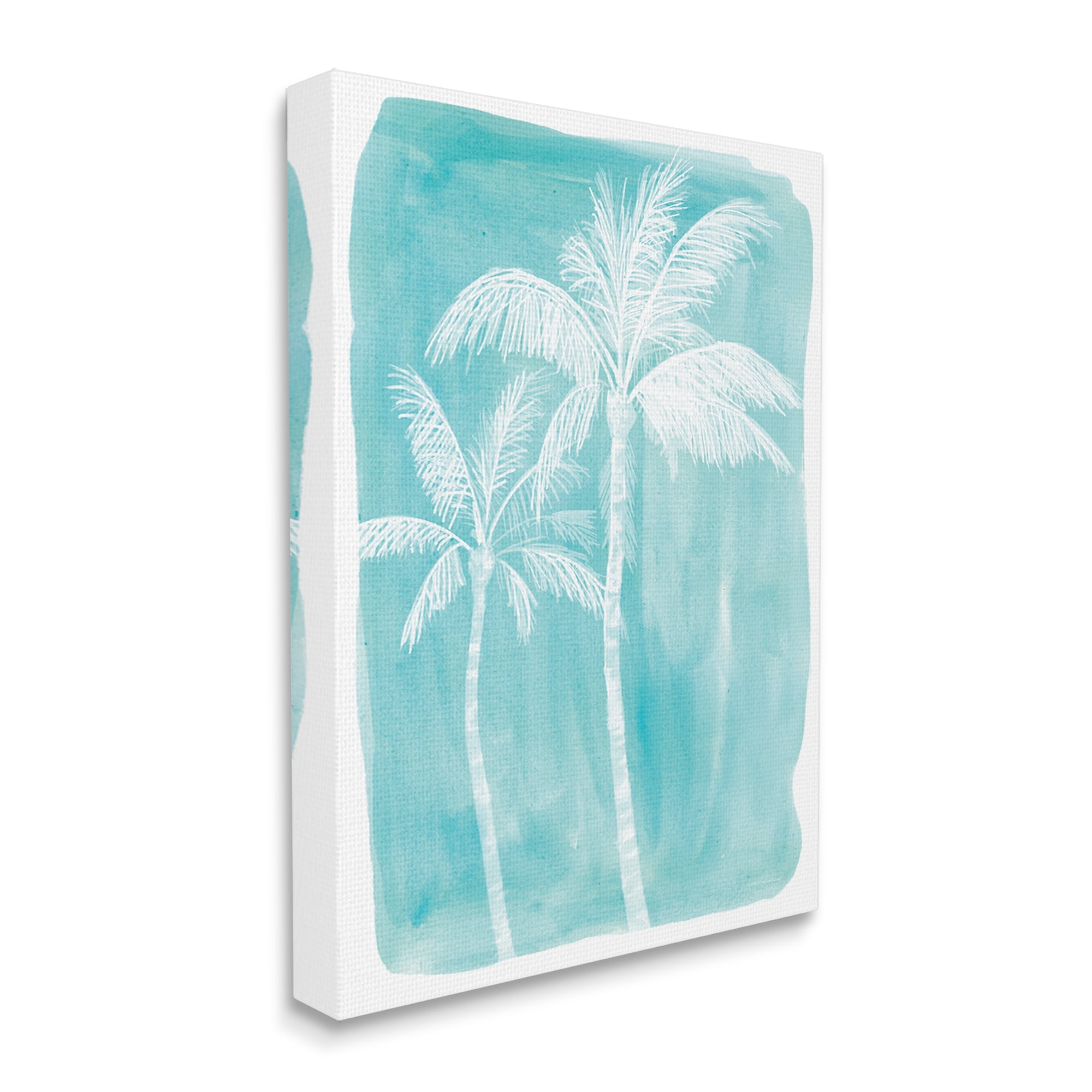 Stupell Industries White Palm Tree Beach Blue Tropic Painting,16 x 20, Design by Kamdon Kreations
