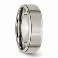 thumbnail image 4 of Grey Titanium Ring Band Wedding Ridged Comfort Edge 7mm Brushed and Polished, 4 of 6