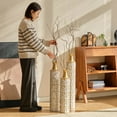 thumbnail image 2 of Metal Floor Vase, Tall Floor Vase with Gold Twig Pattern, Antique White Finish (Set of 3), 2 of 7