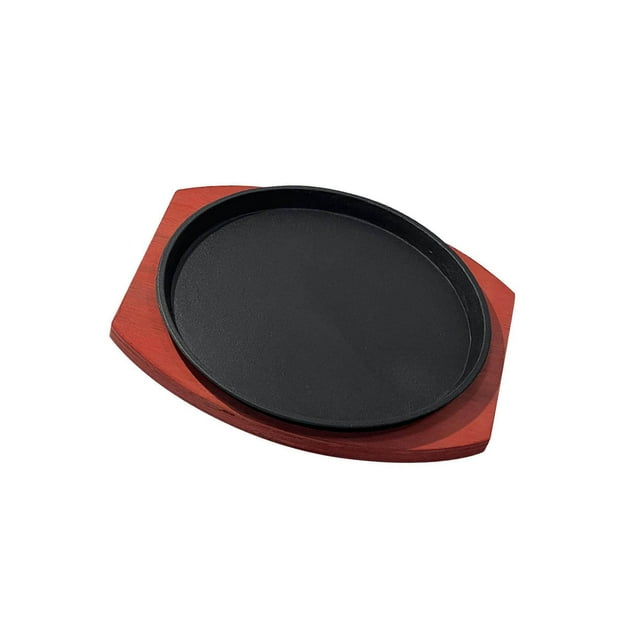 facefd Cast Iron Steak Plate Sizzling for Household Restaurant Serving Kitchen 23cm