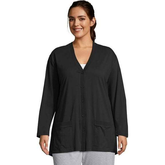 Knit Studio Women's Jersey Matchables Cardigan Sweater 100% Cotton Black