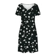 thumbnail image 4 of GaThRRgYP Womens Dresses for Wedding Guest,Women's Fashion Summer Print Short-sleeved V-neck Casual Dress Black L, 4 of 8