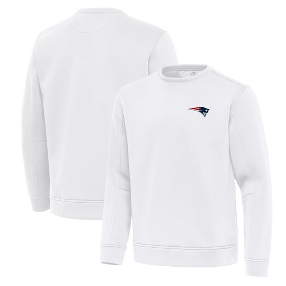 Men's Antigua White New England Patriots Relevant Lightweight Pullover Sweatshirt