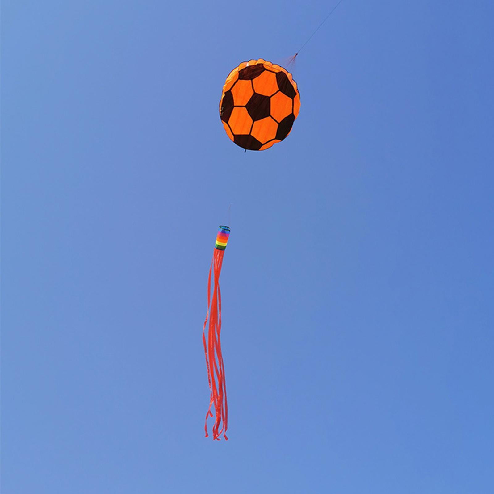 funtasica Football Ball Kite Large Size Easy Control with 100 M Line Leisure Sports Flying Toy for Park Trips Backyard Garden Beginners Orange