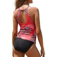 thumbnail image 4 of Tiqkatyck Bikini Sets for Women Clearance, Two Piece High Neck Tankini Swimsuits for Women Bathing Suits Floral Print Swimwear Bathing Suit for Women, Swim Suits for Women 2024 Wine XL, 4 of 7