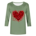 thumbnail image 4 of Dasayo Green Women Tops Valentine's Day 3/4 Sleeve Cute Blouses Heart Spring Comfortable Tops Womens Tshirt L, 4 of 5