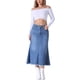 thumbnail image 2 of Falda larga de mezclilla de mujer de talle alto en forma de A con cola de pez 2XL azul, 2 of 6