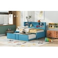 thumbnail image 4 of Metal Twin Size Daybed with Twin Size Trundle, Storage Shelves and USB Ports, Blue, 4 of 13