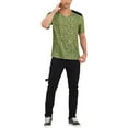 thumbnail image 2 of INSPIRE CHIC Men's Leopard Printed T-Shirt V Neck Short Sleeves Top XL Green Black, 2 of 6