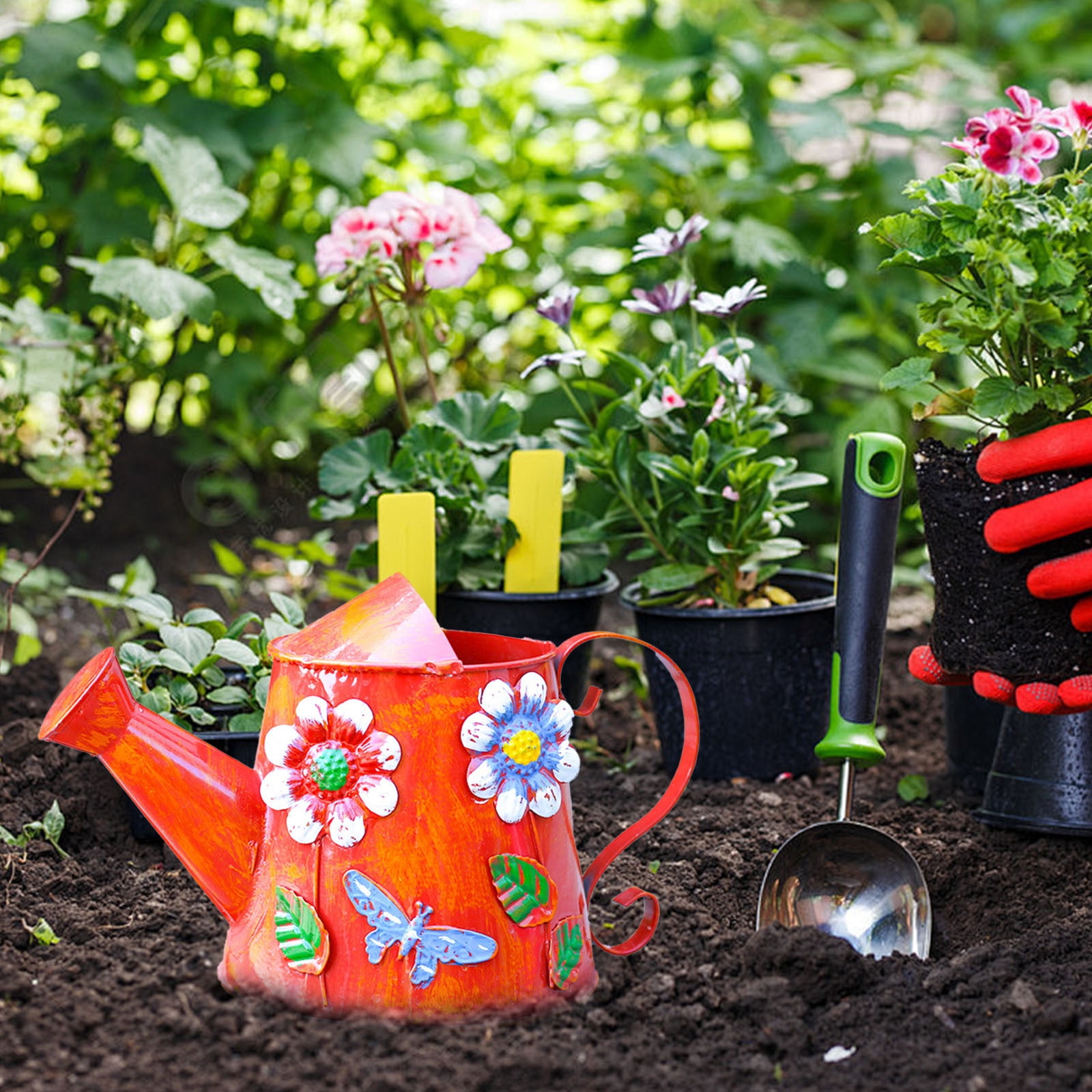 Metal Watering Can Large Capacity Garden Kettle with Long Spout for Indoor and Outdoor Care