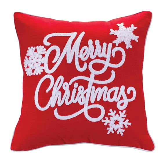Melrose International Embroidered Merry Christmas Pillow 16"SQ