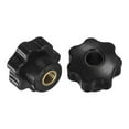 thumbnail image 1 of Uxcell 2-Pack 7 Pomos de Estrella, Rosca Hembra M10 40mm Cabeza de Siete Puntas con Agujero Pasante Agarre de Sujeción [Negro], 1 of 6